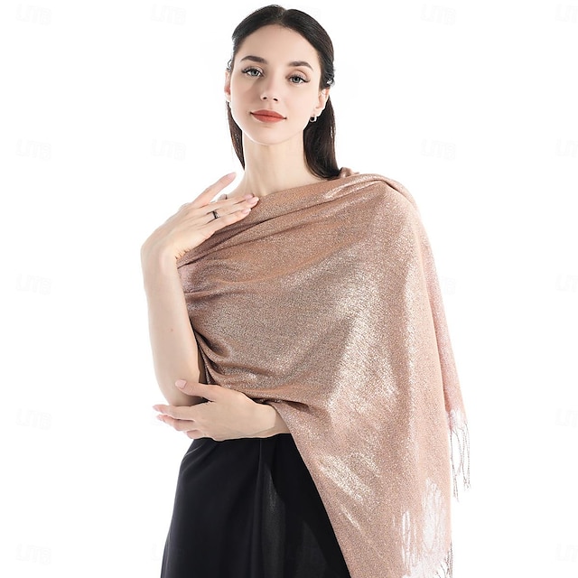  Shawls Women's Wrap Elegant Sparkle & Shine Sleeveless Polyester Wedding Wraps With Pure Color For Party Spring & Summer