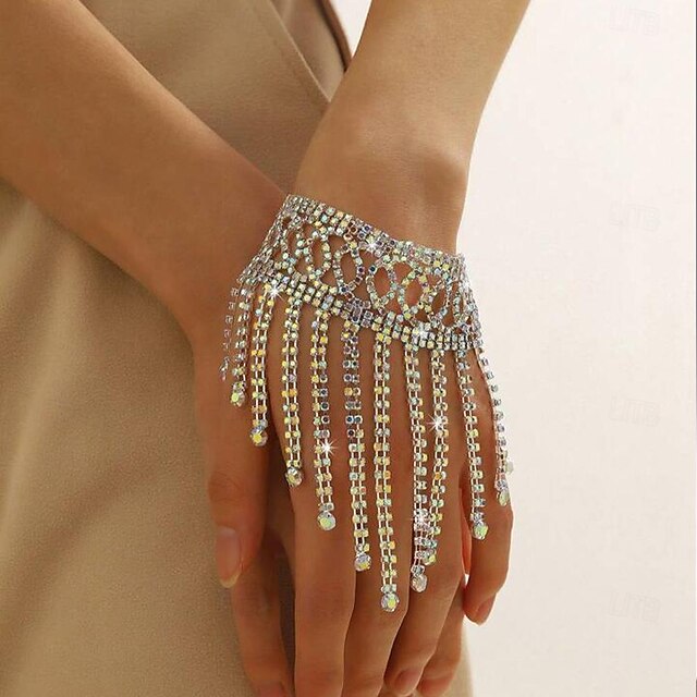  Women's Charm Bracelet Tennis Bracelet Tassel Fringe Precious Fashion Luxury Tassel Rhinestone Bracelet Jewelry Silver / Gold For Wedding Gift Engagement