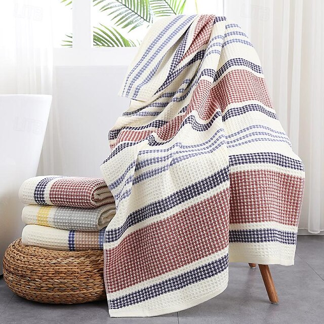 Couverture Gaufrée En Pur Coton – Douce & Légère Pour Sieste, Bébé Ou Canapé (vert Clair, 110x70 Cm) - 8
