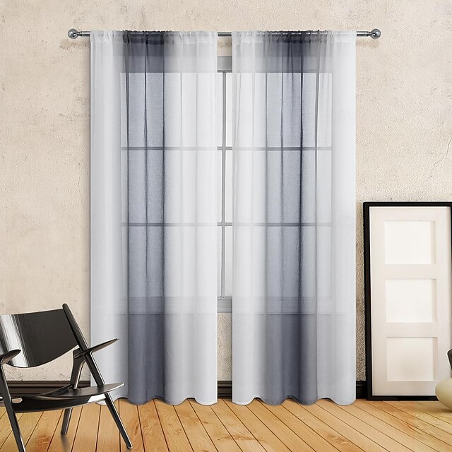  Full Multi-Colored Gradient Window Screens, Rod Curtains, Semi-Blackout Curtains