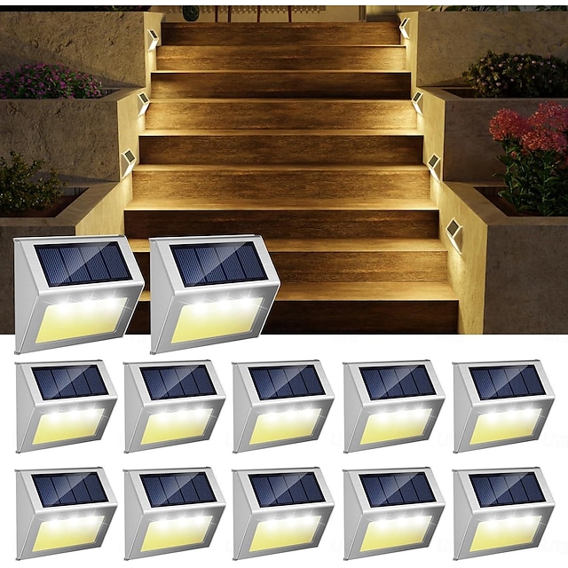  Luz de paso LED solar, luz de cubierta impermeable al aire libre luces de cerca solar luz de pared para patio cubierta jardín esquina casa garaje patio porche escalera iluminación 1/2/4/6/12 piezas