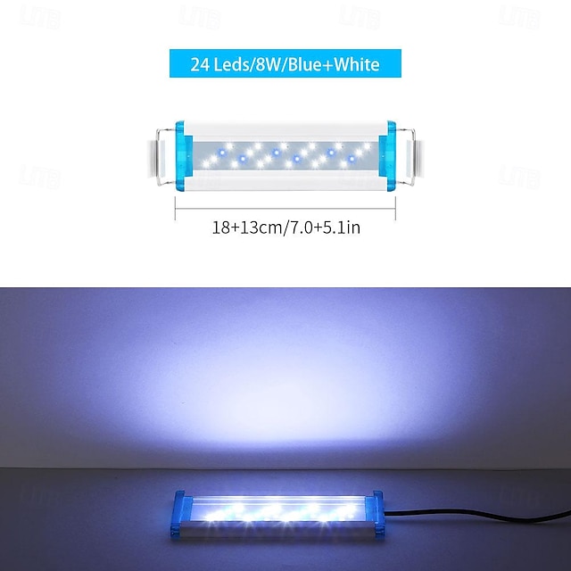  LED Aquarium Light, Waterproof Fish Tank Light, High Intensity Adjustable Brightness Enhances Aquatic Plant Growth & Fish Coloration Ideal for Home & Office Aquariums