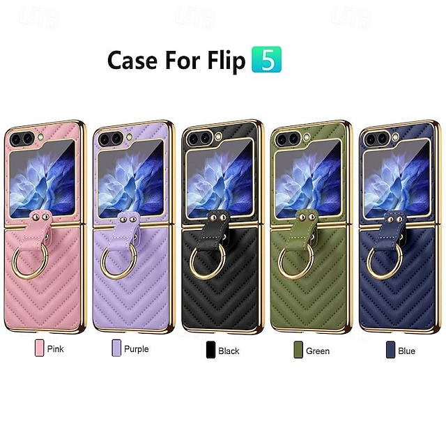  電話 ケース 用途 サムスンのギャラクシー Z Flip 5 Z Flip 4 Z Flip 3 バックカバー とスクリーンプロテクター リングバックル 耐衝撃 レトロ風 TPU メタル PUレザー