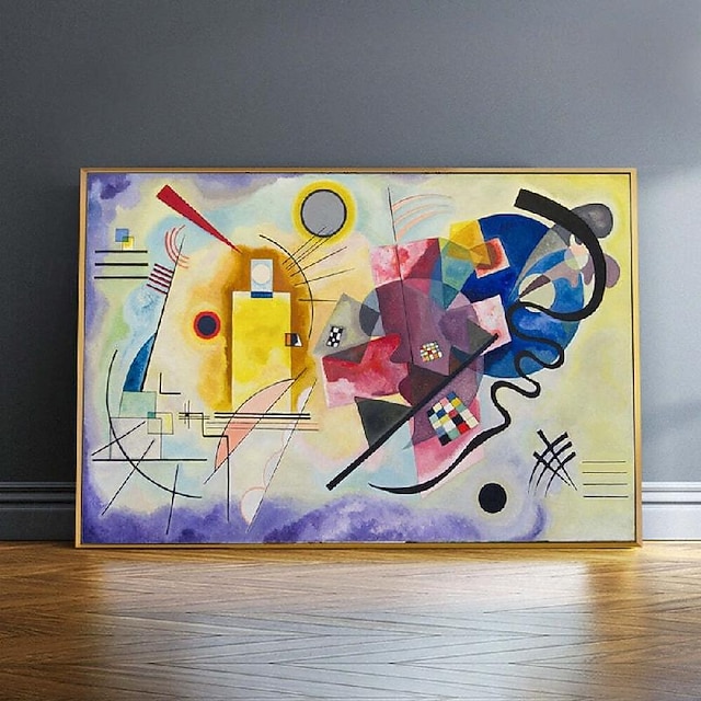  handgjord gul röd blå oljemålning av wassily kandinsky oljemålning konstverk enorm dukmålning stor abstrakt oljemålning heminredning