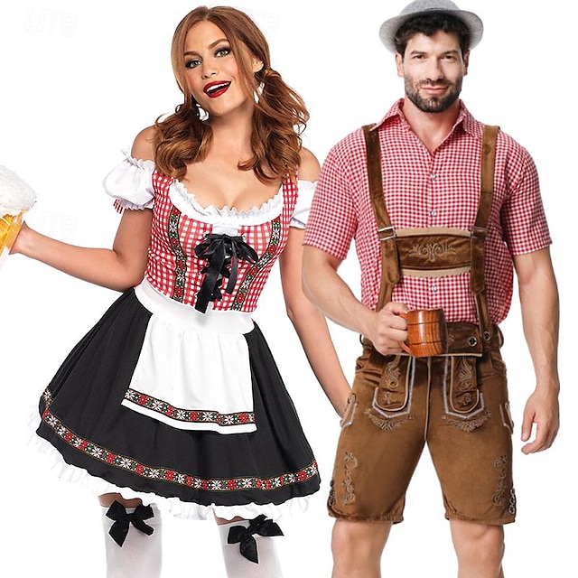 Couples Oktoberfest Beer Costume Dirndl Dress Trachtenkleider ...