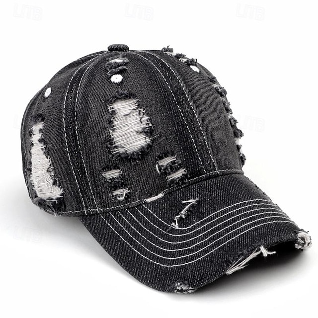  Herren Cap Basecap Sonnenhut Kappe Schwarz Dunkel Blau Baumwolle Zerrissen Modisch Brautkleider schlicht Strasse Täglich Glatt Einstellbar Sonnenschutz Atmungsaktiv