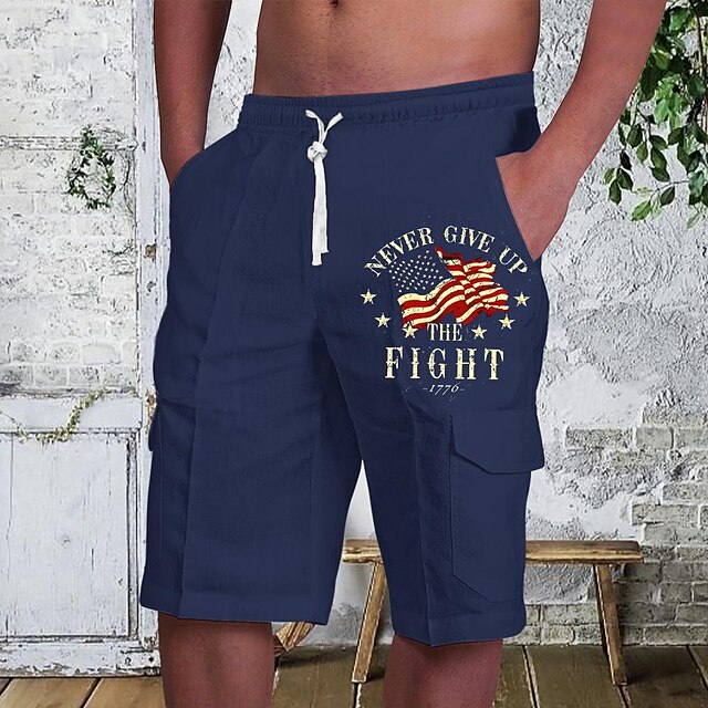 Men's Flag Letter American Flag Shorts Mid Waist Vacation Fashion Streetwear Outdoor Casual Holiday Drawstring Side Pockets Designer Clothing Apparel4