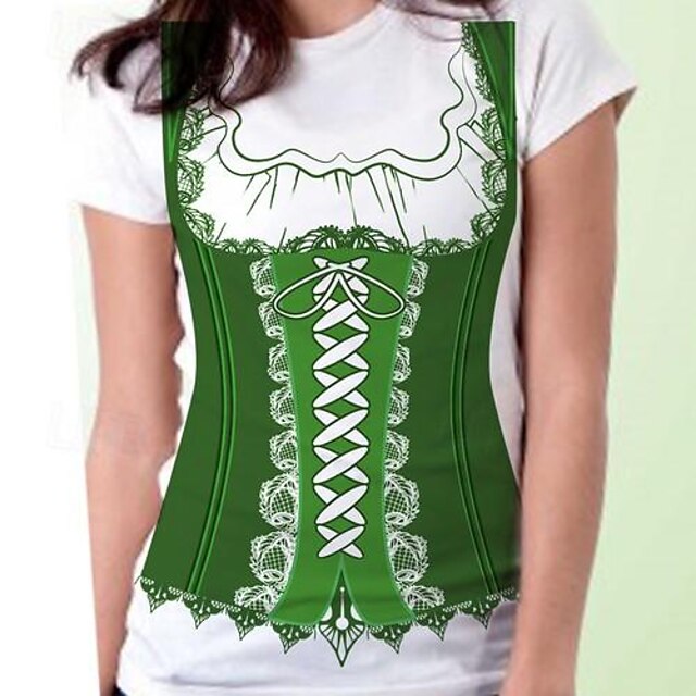  Oktoberfestbier Bayerisch T-Shirt-Ärmel Lederhosen 3D Für Damen Erwachsene Karneval Oktoberfestbier Heißprägen Party Casual