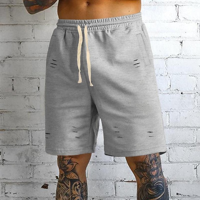  Homens Shorts de moletom Calção Shorts de verão Bolsos Com Cordão Cintura elástica Tecido Conforto Curto Esportes Diário Para Noite Moda Casual Preto Verde Micro-Elástica