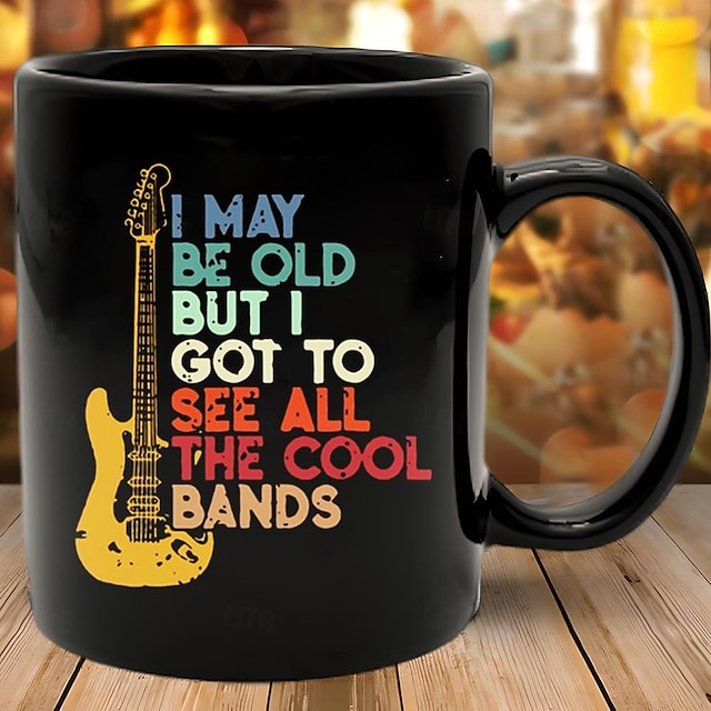  lustige Tasse – „Ich bin vielleicht alt, aber ich habe alle coolen Bands gesehen“ – 11 oz Keramik-Kaffeetassen – lustige Geburtstagsgeschenke für Rock-, Gitarren- und Musikliebhaber