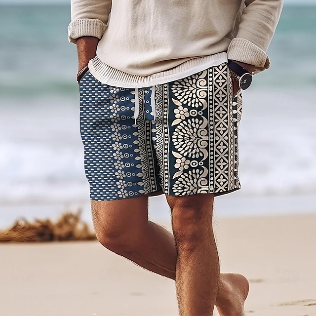  Per uomo Motivo Geometrico Fiore / Floreale Pantaloncini da mare Pantaloncini da Surf Costume nuoto a pantaloncino Misura del girovita medio Vintage Hawaiano Stile Etnico Ferie Spiaggia Coulisse con