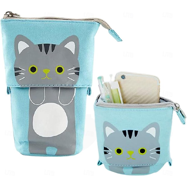  Standing Pencil Case Back to School Cute Telescopic Pen Holder Standing Pencil Pouch Organizer Pop up Pencil Bag Cosmetics Bag Portable Kawaii Stationary