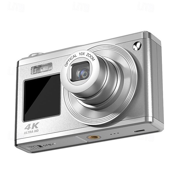  Цифровая камера с оптическим зумом 4K, компактная камера для путешествий с двумя дисплеями