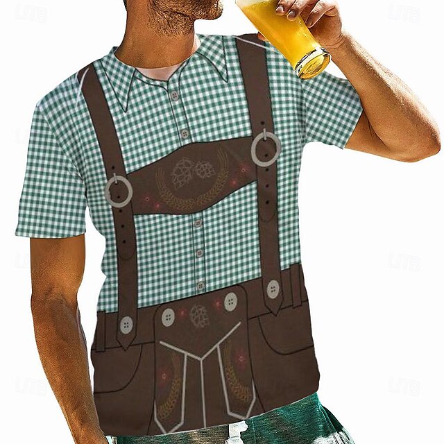  Cerveza Oktoberfest bávaro T-Shirt Lederhosen 3D Gráfico Para Hombre Adulto Carnaval Cerveza Oktoberfest Impresión 3D Fiesta Casual Diario