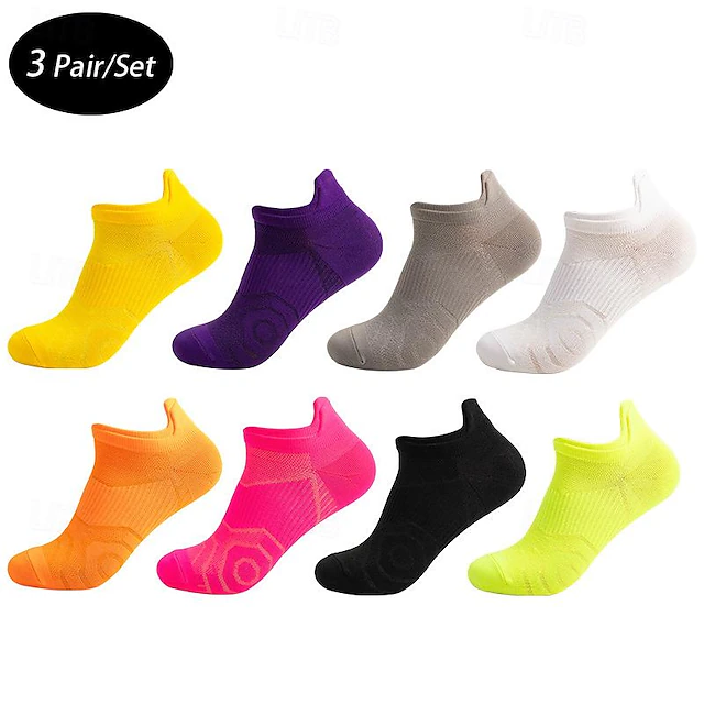 Men's 3 Pairs Multi Packs Socks Running Socks Casual Socks Black White Color Plain Sports & Outdoor Daily Vacation Basic Medium Spring Fall Fashion Casual 15