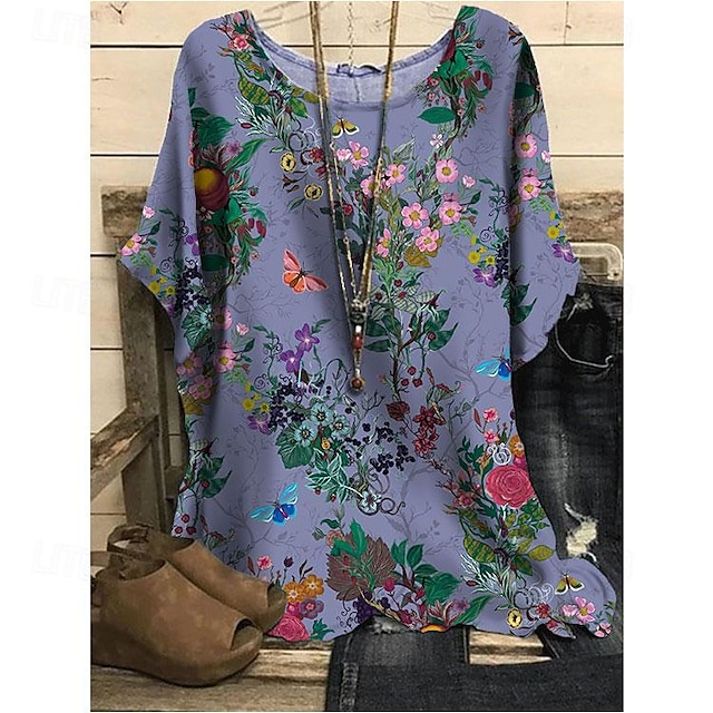 Women's Blouse Chiffon Floral Print Daily Daily T-shirt Sleeve Long ...