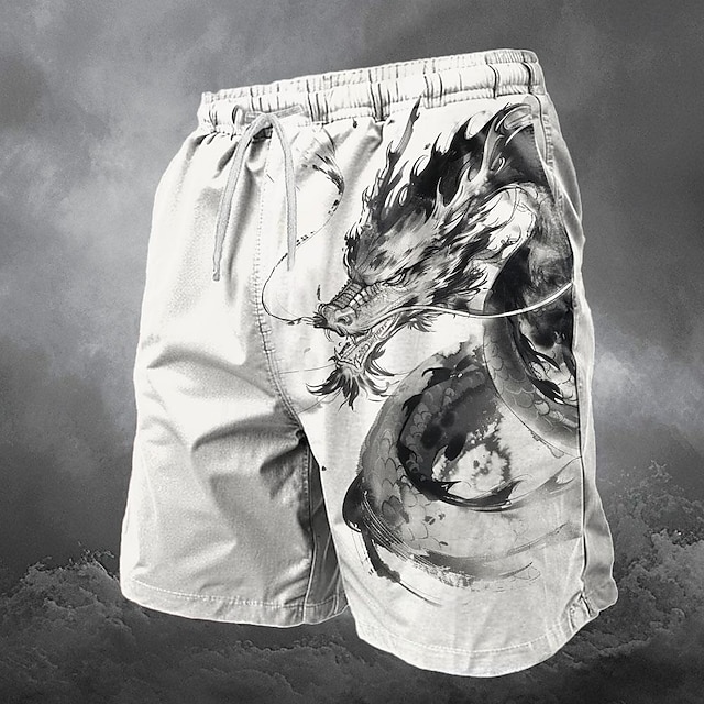  Per uomo Drago Costumi da bagno Pantaloncini da mare Pantaloncini da Surf Misura del girovita medio Vintage Designer Punk & Gotico Casuale Ferie Club progettista Abbigliamento