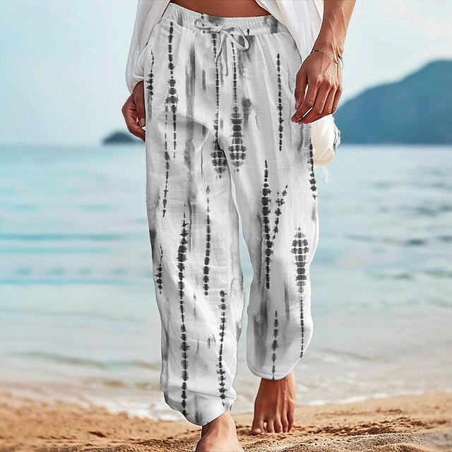  Per uomo Pop art Pantaloni casual Vita normale Vacanze Gamba dritta Estate Primavera Stampa 3D Bianco