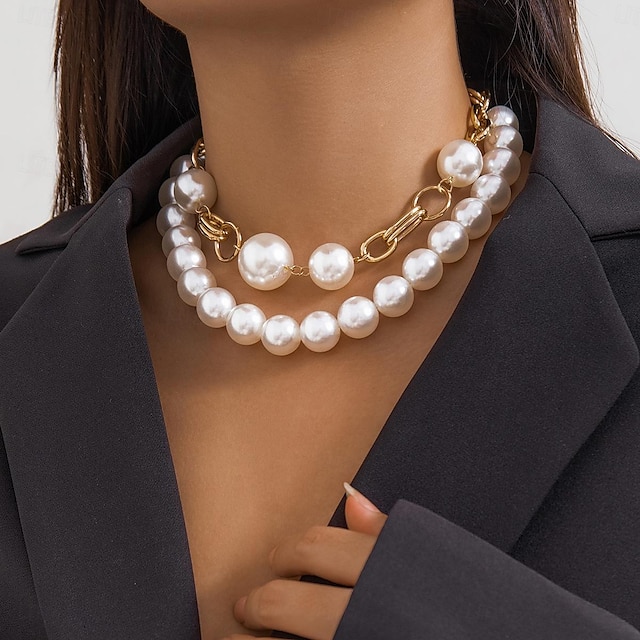  Collar con perlas Perla Artificial Mujer Elegante Lujo Cuentas Boda Forma de Círculo Gargantillas Para Boda Fiesta