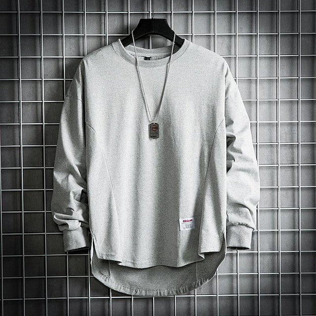  Men's T Shirt Tee Tee Top Long Sleeve Shirt Long Sleeve Crew Neck Spring &  Fall Plain Fashion Designer Basic Vacation Street Going out Black White Yellow Top Tee for Men