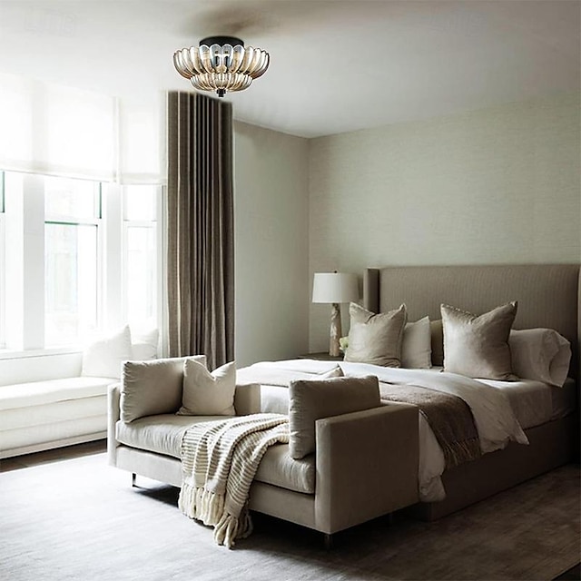  LED-Deckenleuchten dimmbar 120 cm 3-flammig bernsteinfarben gewelltes Glas schwarz moderne Deckenleuchte zur Deckenmontage Flurleuchten Wohnzimmer Eingangsbereich Küche dekoratives Licht