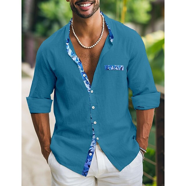 Men's Shirt Linen Shirt Summer Shirt Beach Wear Button Up Shirt White ...