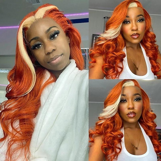  Remy Human Hair 12-28 Inch Ginger Blonde Lace Front Wig Body Wave Hd Lace Frontal Wig 613 Colored Human Hair Wigs 13X4 Ginger Lace Front Wig