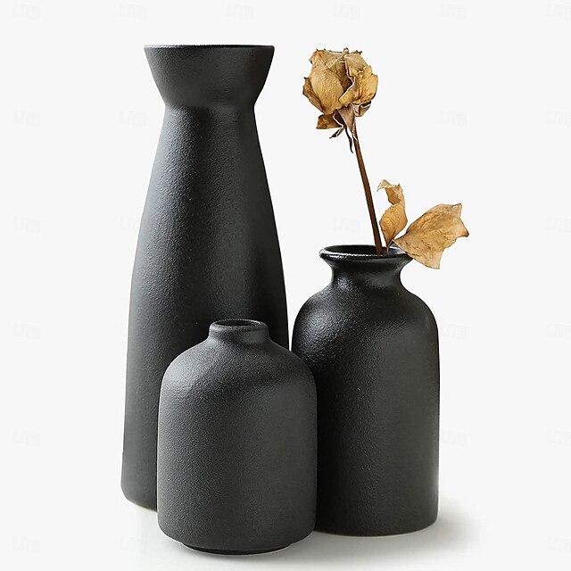 Set of 3 Ceramic Vases for Home Living Room Floral Arrangements, Modern ...