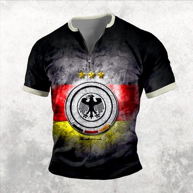 Germany EURO Casual Men's 3D Print T shirt Tee Daily T shirt Black Short Sleeve Shirt Spring & Summer Clothing Apparel S M L XL XXL 3XL4