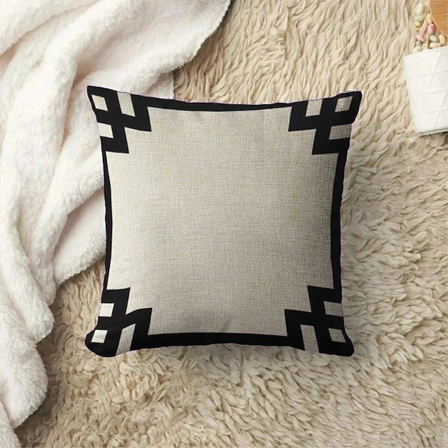 Black White Double Side Cushion Cover 1PC Soft Throw Pillow Cover Cushion Case Pillowcase for Sofa Bedroom Livingroom Superior Quality Machine Washable Outdoor Cushion for Sofa Couch Bed Chair 24