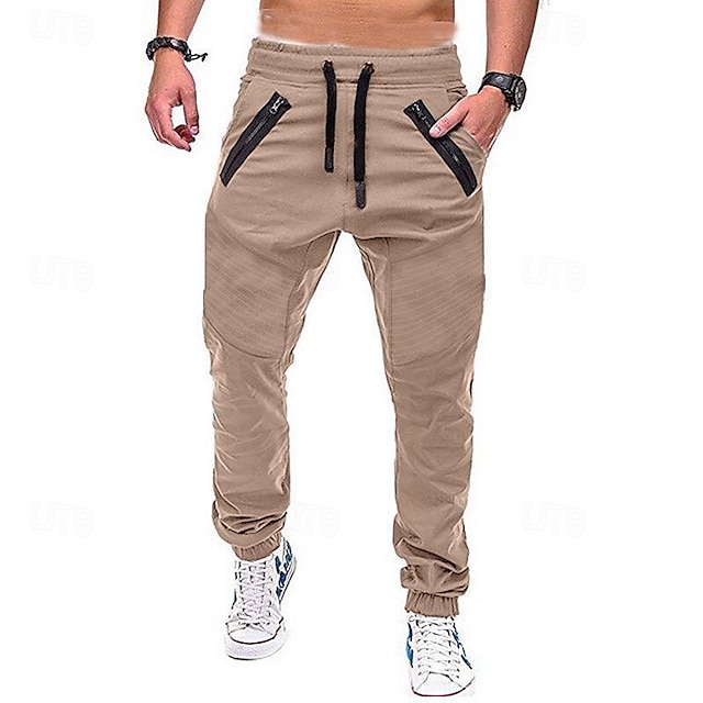  Men's Cargo Pants Cargo Trousers Joggers Trousers Casual Pants Drawstring Elastic Waist Multiple Pockets Solid Colored Full Length Daily Cotton Blend Classic Casual Black Army Green Micro-elastic
