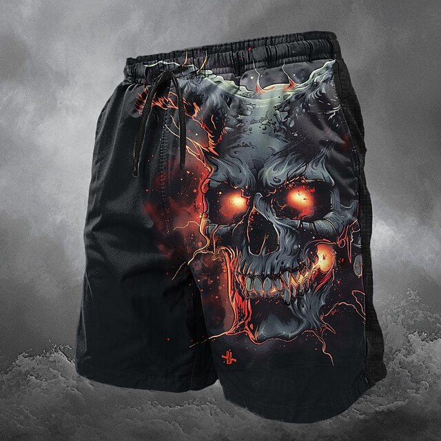 Men's Skull Dragon Skeleton Sweat Pants Swim Shorts Board Shorts Mid Waist Vintage Designer Punk & Gothic Casual Holiday Club Designer Clothing Apparel4