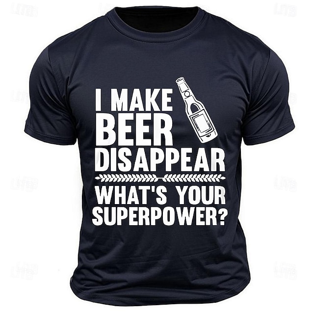  Homens Palavras Letra Engraçado Cerveja Camiseta T-shirt Algodão Manga Curta Gráfico Camisa Preto Branco Verde Tropa Camiseta confortável Rua Esportes Roupas de estilistas