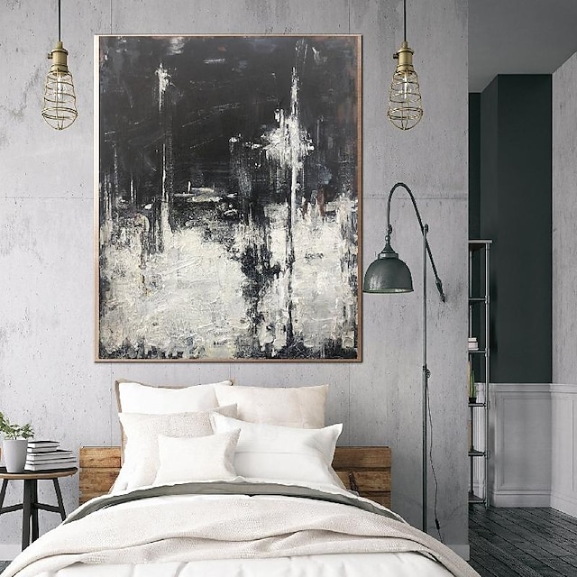  handgemachtes abstraktes Schwarz-Weiß-Gemälde, Ölgemälde, extrem einzigartiges großes abstraktes Wandkunstgemälde, abstraktes Leinwandgemälde, Acryl-handgemaltes Kunstgemälde