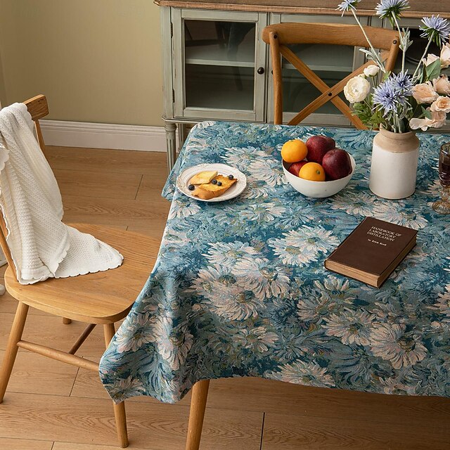  Moroccan Jacquard Tablecloth Stain and Wrinkle Resistant Washable Polyester Table Cloth, Decorative Fabric Table Cover for Dining Table, Buffet Parties and Camping