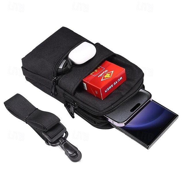 Just Mode Waterproof Nylon Waist Bag - Sporty Cellphone Case & Wallet For Men (Red)