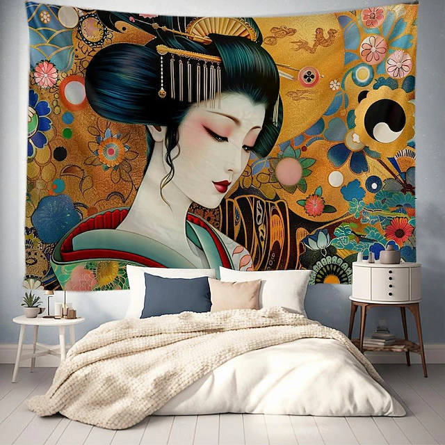 Japanese Style Wall Tapestry Art Decor Blanket Curtain Hanging Home Bedroom Living Room Decoration Polyester 25