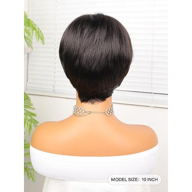 Synthetic Wig Natural Straight Short Bob Wig 10 Inch Black Synthetic Hair Womens Natural Black 6355