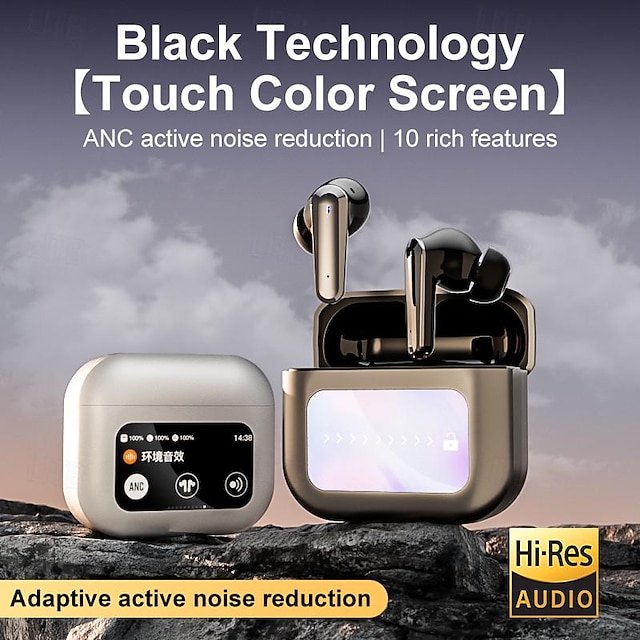  Auricular TWS pantalla táctil a todo color auriculares Bluetooth con reducción de ruido ANC pantalla LCD inteligente Auriculares para deportes