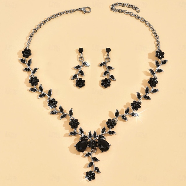  Conjuntos de joias de noiva 2 Strass Imitações de Diamante 1 Colar Brincos Mulheres Elegante à moda Doce Adorável Clássico Flor Precioso Conjunto de jóias Para Casamento Presente