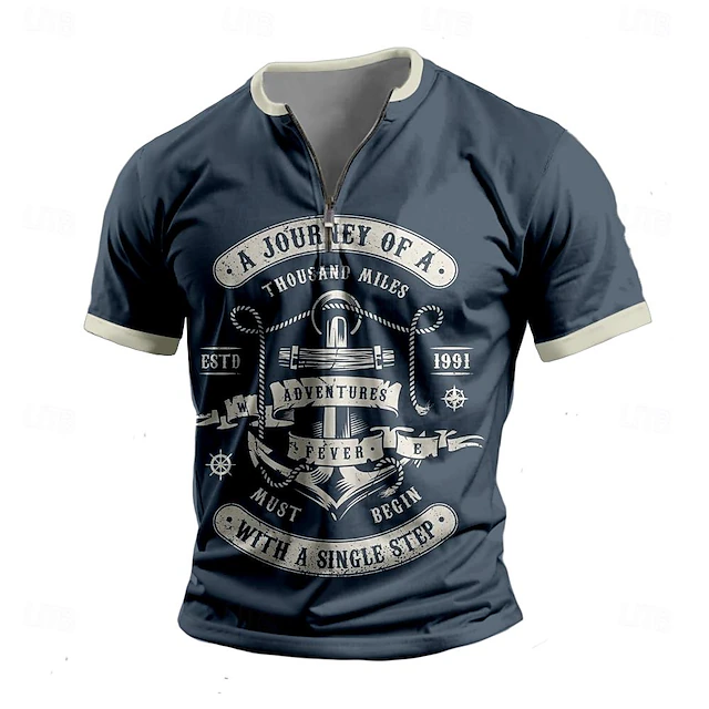 Men's Nautical Anchor T Shirt Short Sleeve T shirt 3D Print Shirt Casual Daily Blue Spring & Summer Clothing Apparel S M L XL XXL 3XL4