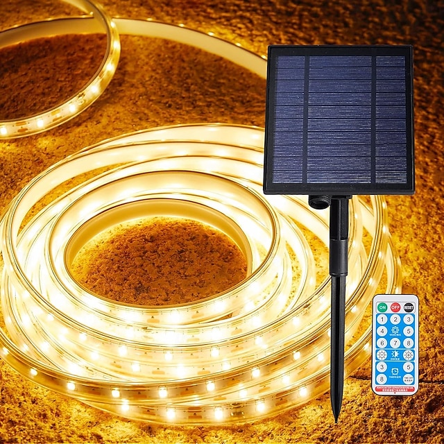 1 Stück Solar-Lichtstreifen für den Außenbereich, wasserdichter LED-Streifen 7 m – 300 LEDs, Sommerlicht beleuchtet Ihren Hof-Gartenweg