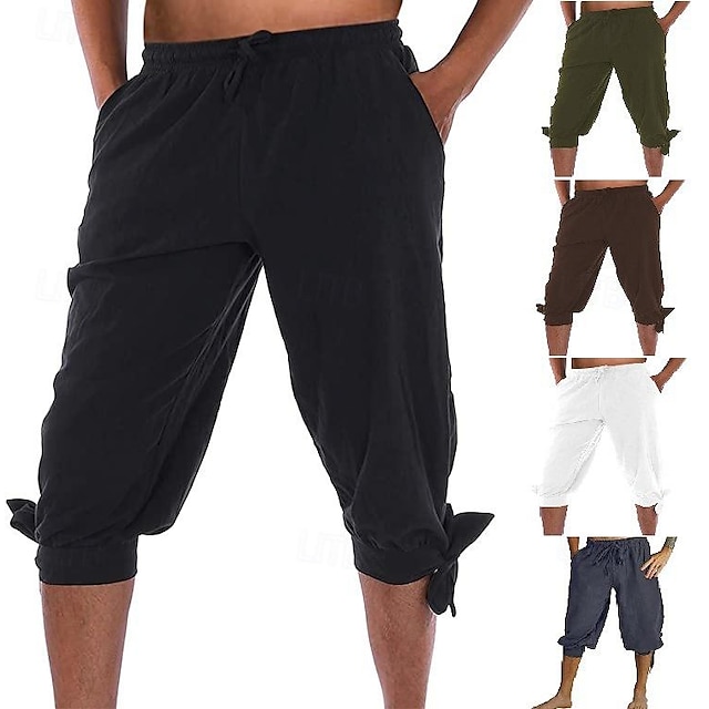  Retrò Vintage Medievale 17° secolo Mascherata Pantaloni da pirata Fiera del Ren Vichingo Tinta unica Per uomo Costumi da pirata Fantasia Mascherata Festa / Sera Adulti Pantaloni