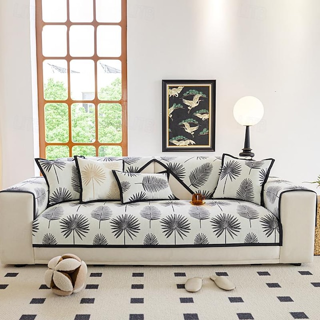  Sofa Cushion Waffle Sofa Cushion Plush Non-slip Simple Sofa Cushion Solid Color Sofa Cover