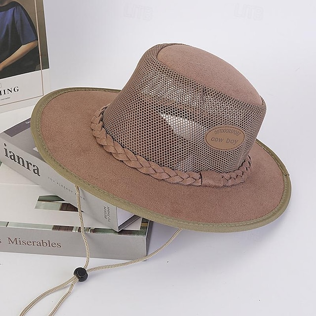  Herre Solhatt Soaker hatt Safarihatt Gamblerhatt Strandhatt Grønn Kakifarget Polybomull Netting Bred kant Stilfull Fritid Friluftslklær Ferie Ut på byen عادي Solkrem