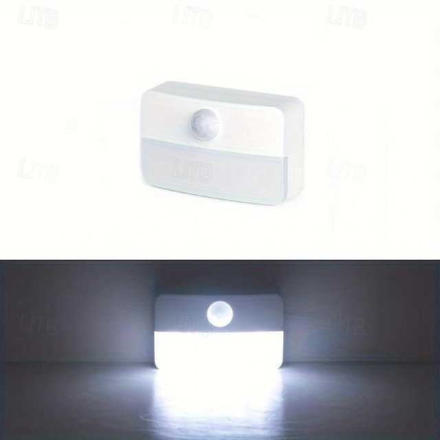 חיישן תנועה led תאורת לילה, תאורת led מקורה לילה קריאה מופעלת על סוללה תאורת לילה חיישן תנועה אור פנימי לחדר שינה, מטבח, מדרגות, מסדרון, משרד