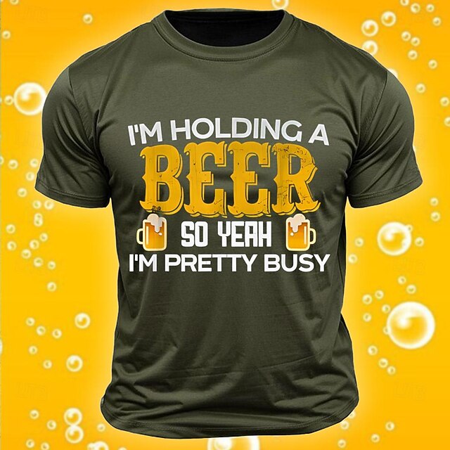 Men's Letter Printed Funny Beer T Shirt Tee Top Cotton Short Sleeve Graphic Shirt Black White Army Green Comfortable Tee Street Sports Outdoor Fashion Designer Clothing 9