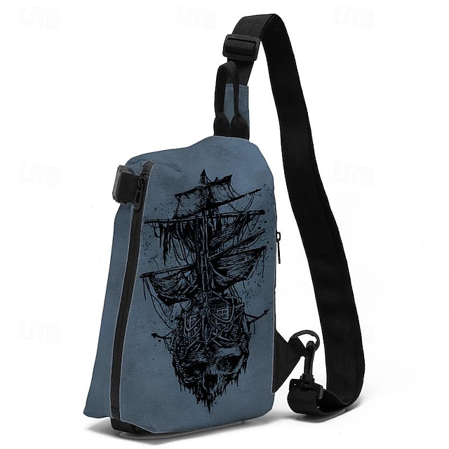  Hombre Bolso bandolera Bolsa de hombro Bolsa Bandolera Poliéster Exterior Diario Festivos Cremallera Impresión Gran Capacidad Ligero Transporte múltiple Timón Velero Ocre Amarillo Azul Oscuro