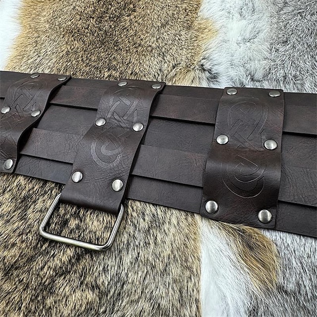 Medieval Pirate Viking Belt, Renaissance Belt, Festival LARP Vegan Leather Belt, Medieval Cosplay Viking Costume