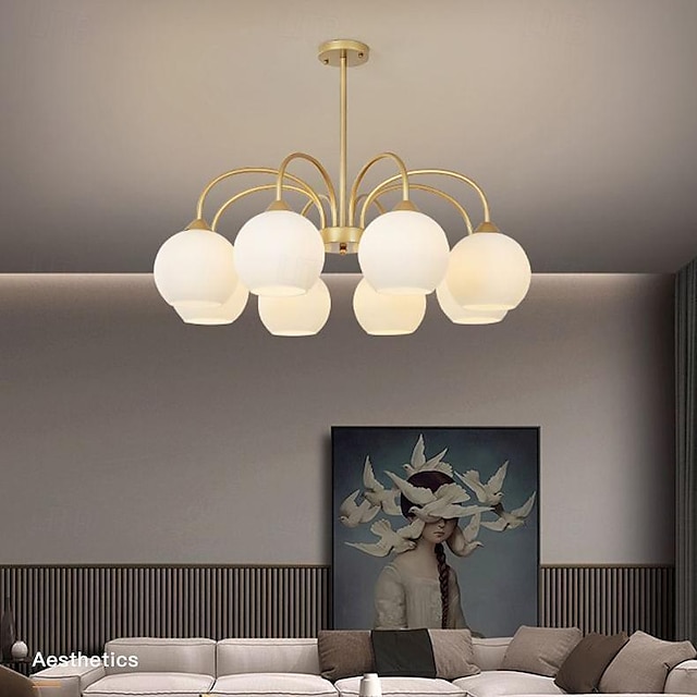  led függőlámpa 65/85cm 6/8 fény század közepén modern e27 csillár nagy fehér gömb sputnik vintage sárgaréz süllyesztett mennyezeti lámpa konyhasziget függőlámpa matt üveggolyós függőlámpa 110-240v